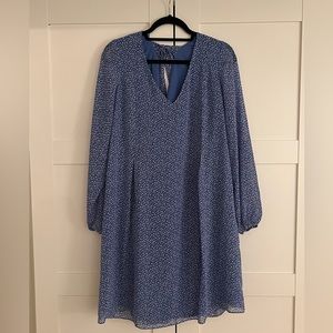 Women's Printed Chiffon Long Sleeve Shift Dress